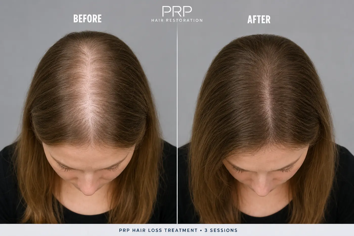 PRP for Hair Loss — Female Hair Thinning before and after
